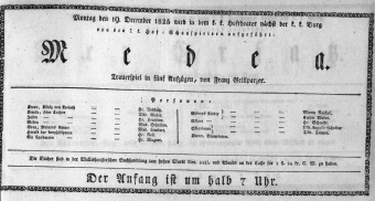 Theaterzettel (Oper und Burgtheater in Wien) 18251219 Seite: 1