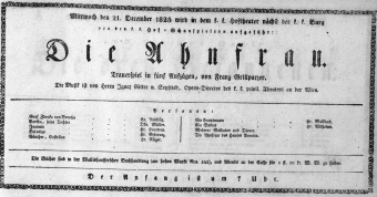Theaterzettel (Oper und Burgtheater in Wien) 18251221 Seite: 1
