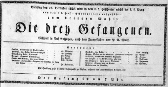 Theaterzettel (Oper und Burgtheater in Wien) 18251227 Seite: 1
