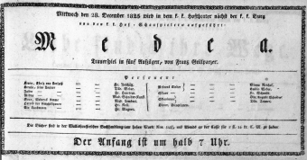Theaterzettel (Oper und Burgtheater in Wien) 18251228 Seite: 1
