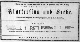 Theaterzettel (Oper und Burgtheater in Wien) 18251230 Seite: 1