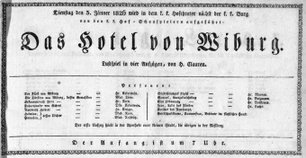 Theaterzettel (Oper und Burgtheater in Wien) 18260103 Seite: 1