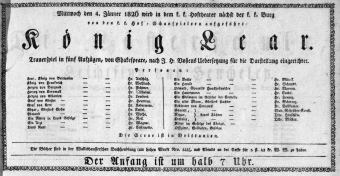 Theaterzettel (Oper und Burgtheater in Wien) 18260104 Seite: 1