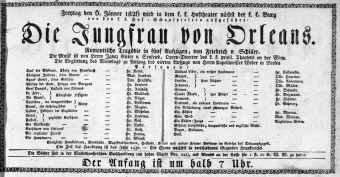 Theaterzettel (Oper und Burgtheater in Wien) 18260106 Seite: 1