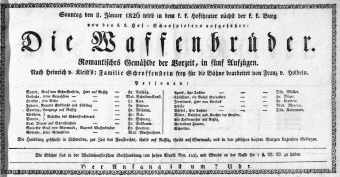Theaterzettel (Oper und Burgtheater in Wien) 18260108 Seite: 1