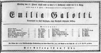 Theaterzettel (Oper und Burgtheater in Wien) 18260117 Seite: 1