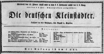 Theaterzettel (Oper und Burgtheater in Wien) 18260118 Seite: 1
