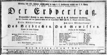 Theaterzettel (Oper und Burgtheater in Wien) 18260123 Seite: 1