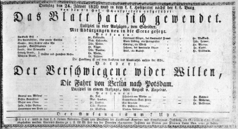 Theaterzettel (Oper und Burgtheater in Wien) 18260124 Seite: 1