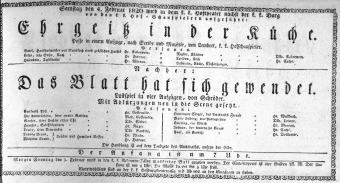 Theaterzettel (Oper und Burgtheater in Wien) 18260204 Seite: 1