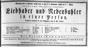 Theaterzettel (Oper und Burgtheater in Wien) 18260205 Seite: 1