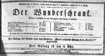 Theaterzettel (Oper und Burgtheater in Wien) 18260207 Seite: 1