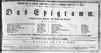 Theaterzettel (Oper und Burgtheater in Wien) 18260214 Seite: 1