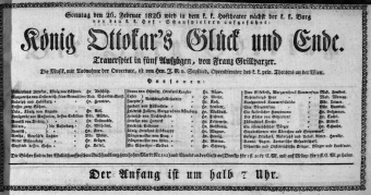 Theaterzettel (Oper und Burgtheater in Wien) 18260226 Seite: 1