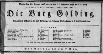 Theaterzettel (Oper und Burgtheater in Wien) 18260227 Seite: 1