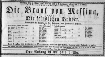 Theaterzettel (Oper und Burgtheater in Wien) 18260304 Seite: 1