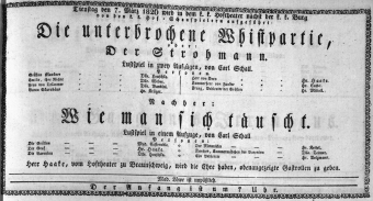 Theaterzettel (Oper und Burgtheater in Wien) 18260307 Seite: 1
