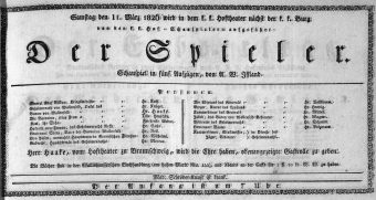 Theaterzettel (Oper und Burgtheater in Wien) 18260311 Seite: 1