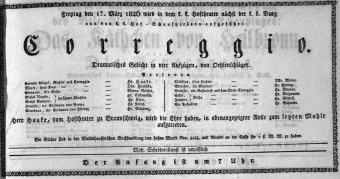 Theaterzettel (Oper und Burgtheater in Wien) 18260317 Seite: 1
