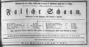Theaterzettel (Oper und Burgtheater in Wien) 18260328 Seite: 1