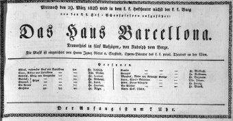 Theaterzettel (Oper und Burgtheater in Wien) 18260329 Seite: 1