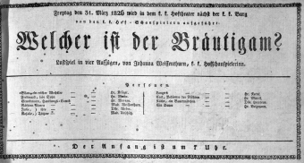 Theaterzettel (Oper und Burgtheater in Wien) 18260331 Seite: 1
