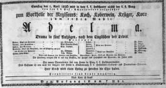 Theaterzettel (Oper und Burgtheater in Wien) 18260401 Seite: 1
