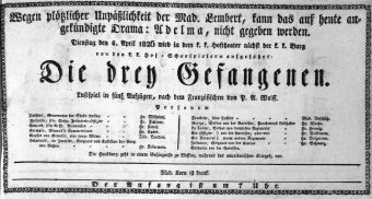 Theaterzettel (Oper und Burgtheater in Wien) 18260404 Seite: 1