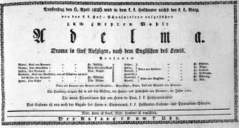 Theaterzettel (Oper und Burgtheater in Wien) 18260406 Seite: 1