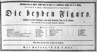 Theaterzettel (Oper und Burgtheater in Wien) 18260408 Seite: 1