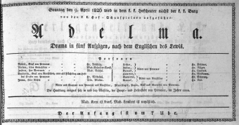 Theaterzettel (Oper und Burgtheater in Wien) 18260409 Seite: 1