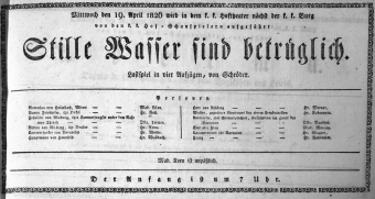 Theaterzettel (Oper und Burgtheater in Wien) 18260419 Seite: 1