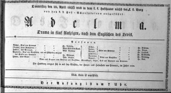 Theaterzettel (Oper und Burgtheater in Wien) 18260420 Seite: 1