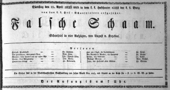Theaterzettel (Oper und Burgtheater in Wien) 18260425 Seite: 1