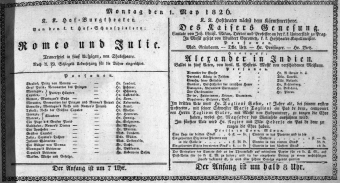 Theaterzettel (Oper und Burgtheater in Wien) 18260501 Seite: 1