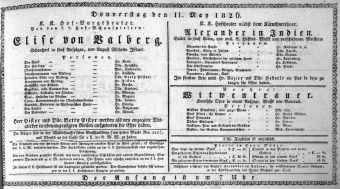 Theaterzettel (Oper und Burgtheater in Wien) 18260511 Seite: 1