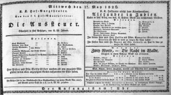 Theaterzettel (Oper und Burgtheater in Wien) 18260517 Seite: 1