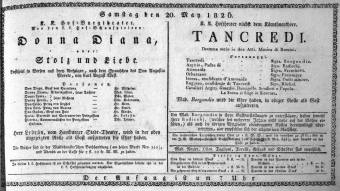 Theaterzettel (Oper und Burgtheater in Wien) 18260520 Seite: 1