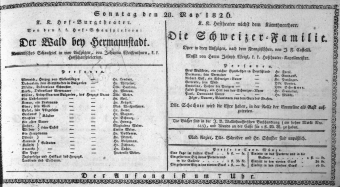 Theaterzettel (Oper und Burgtheater in Wien) 18260528 Seite: 1