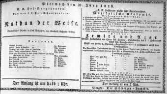 Theaterzettel (Oper und Burgtheater in Wien) 18260621 Seite: 1
