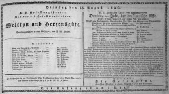 Theaterzettel (Oper und Burgtheater in Wien) 18260815 Seite: 1
