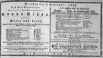 Theaterzettel (Oper und Burgtheater in Wien) 18260905 Seite: 1