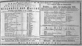 Theaterzettel (Oper und Burgtheater in Wien) 18260924 Seite: 1