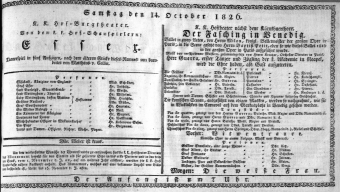 Theaterzettel (Oper und Burgtheater in Wien) 18261014 Seite: 1
