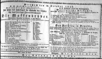 Theaterzettel (Oper und Burgtheater in Wien) 18261018 Seite: 1