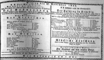 Theaterzettel (Oper und Burgtheater in Wien) 18261127 Seite: 1