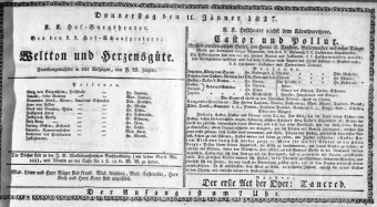Theaterzettel (Oper und Burgtheater in Wien) 18270111 Seite: 1
