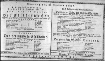 Theaterzettel (Oper und Burgtheater in Wien) 18270121 Seite: 1