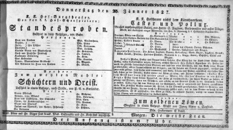 Theaterzettel (Oper und Burgtheater in Wien) 18270125 Seite: 1