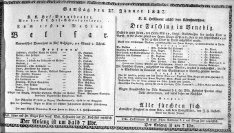 Theaterzettel (Oper und Burgtheater in Wien) 18270127 Seite: 1